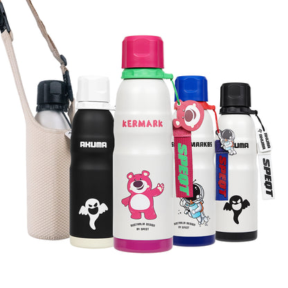 SPEQT Roogurua Australia Kids Water Bottle with Straw Lid 20oz With straps, Vacuum Insulated 316 Stainless Steel Water Bottles for Kids for School, Leakproof Water Bottle, BPA Free and Keep Cold / Hot for 24 Hours